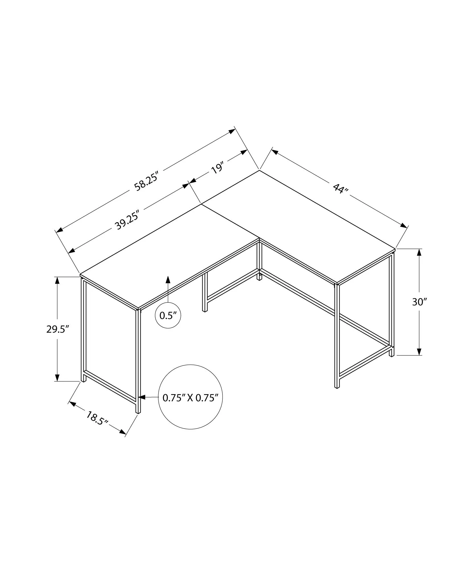 Computer Desk - 58"L / Espresso Top / Black Metal Corner