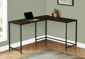 Computer Desk - 58"L / Espresso Top / Black Metal Corner