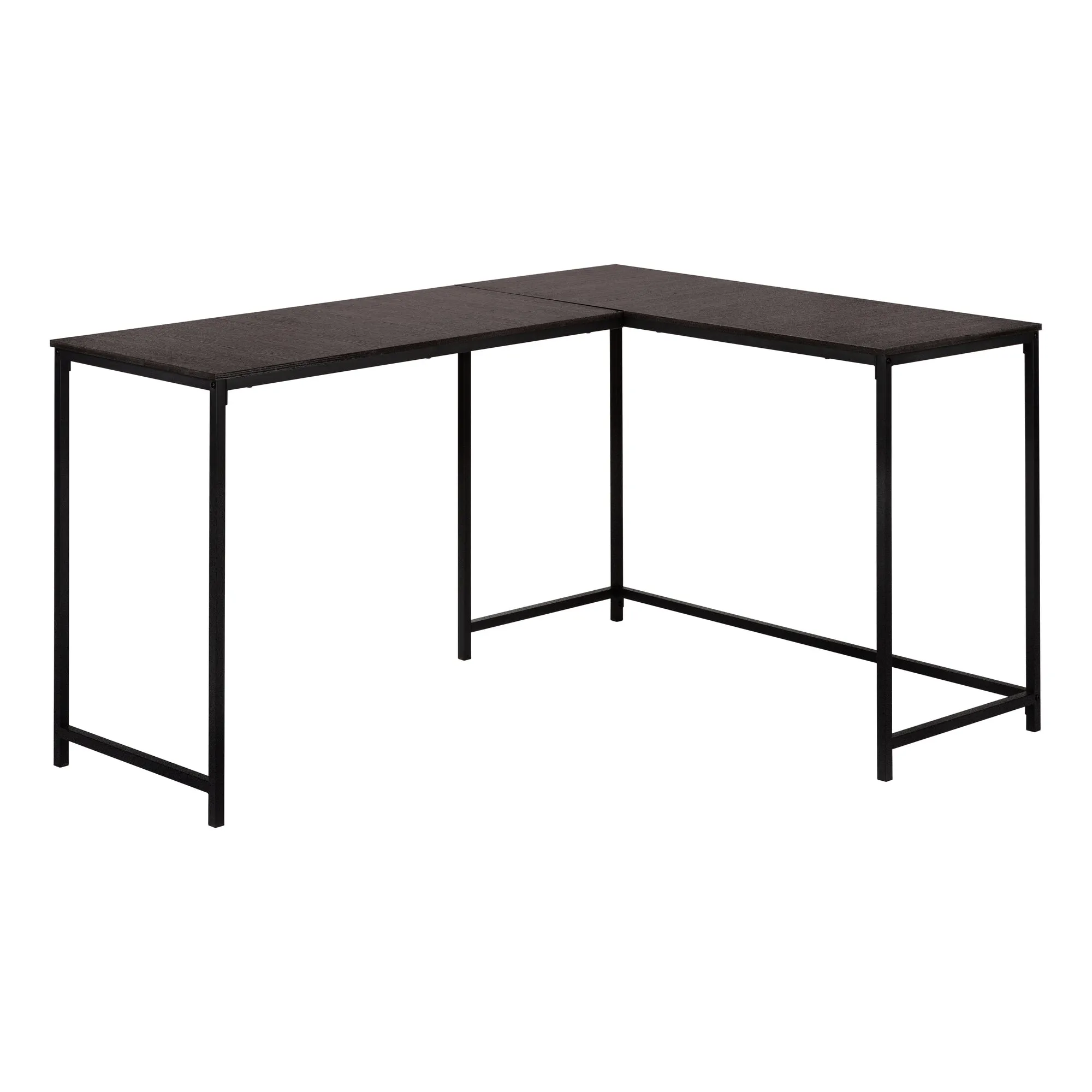 Computer Desk - 58"L / Espresso Top / Black Metal Corner