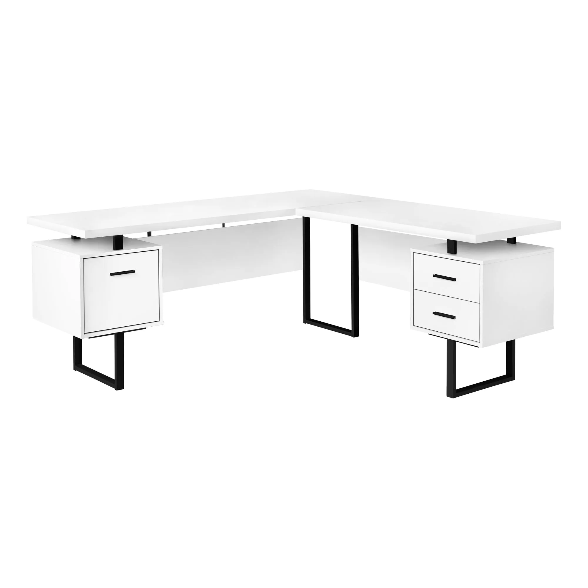 Computer Desk - 70"L / White / Black Metal / L/R Face