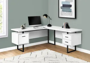 Computer Desk - 70"L / White / Black Metal / L/R Face