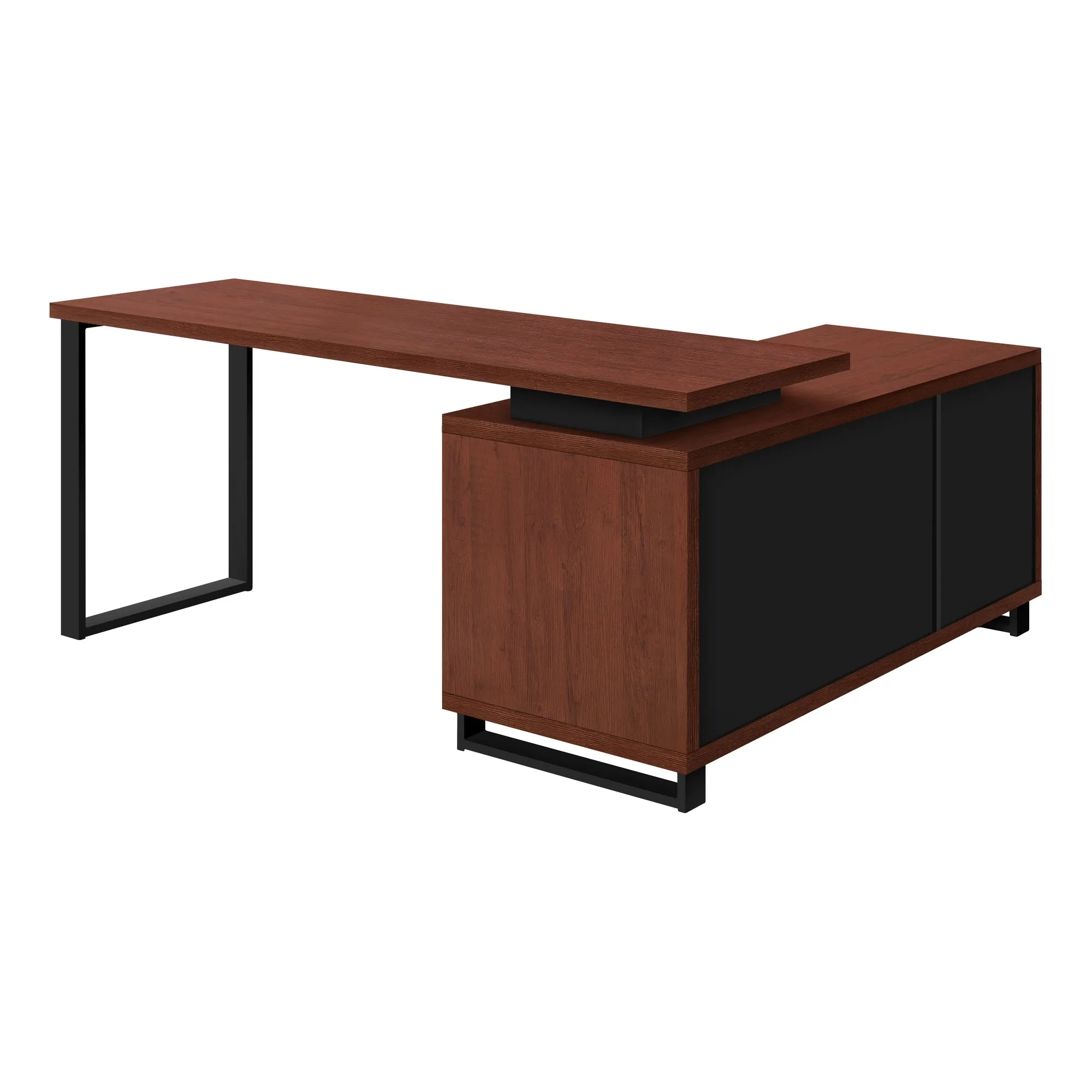 Computer Desk - 72"L Cherry / Black Executive Corner