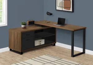 Computer Desk - 72"L Walnut / Black Executive Corner