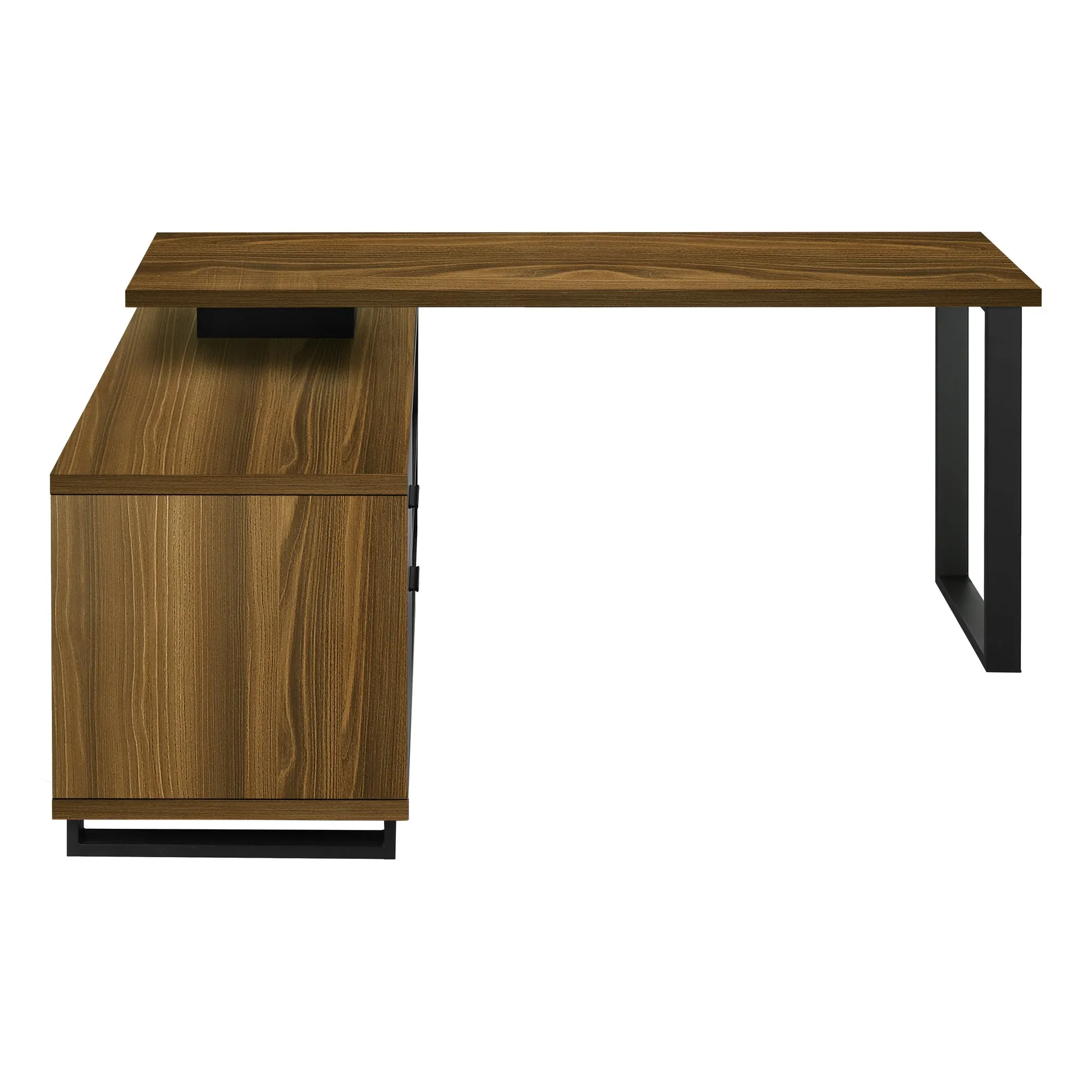 Computer Desk - 72"L Walnut / Black Executive Corner