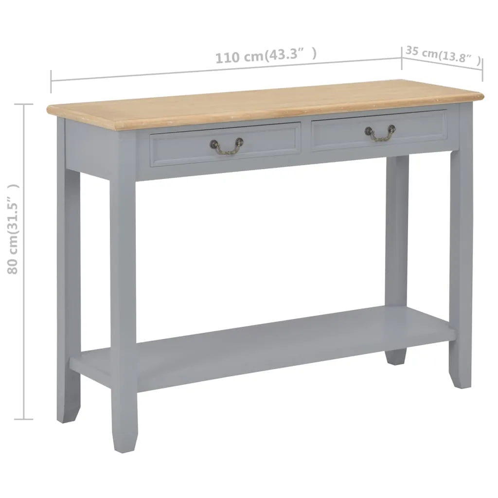 Console Table Grey 110x35x80 cm Wood