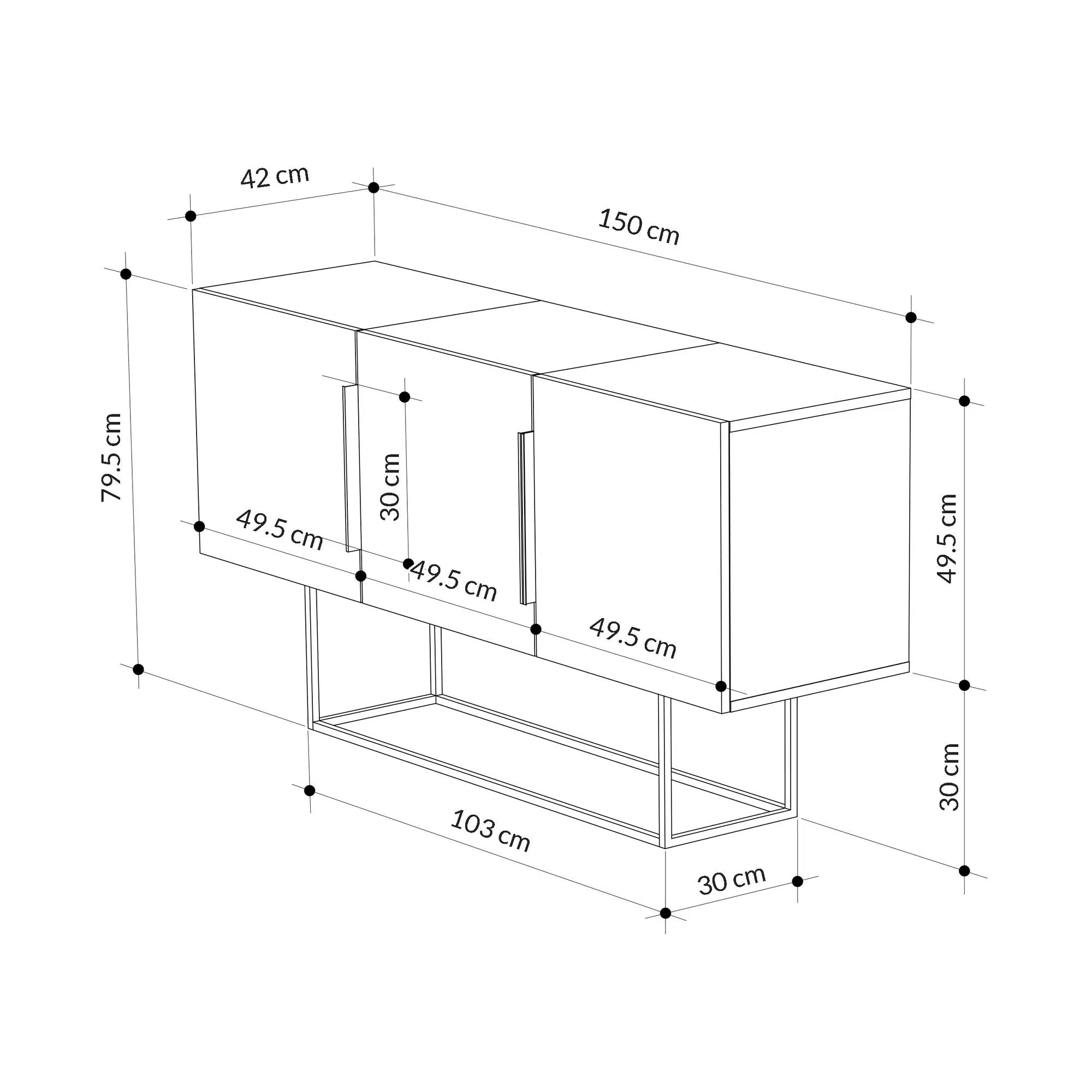 Console Table Tontini - Oak, Hitit, Dark Brown