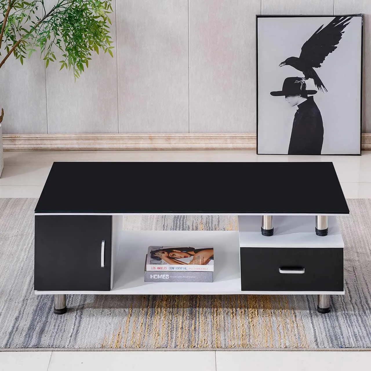 Contempory Coffee Table – White   Black CT218