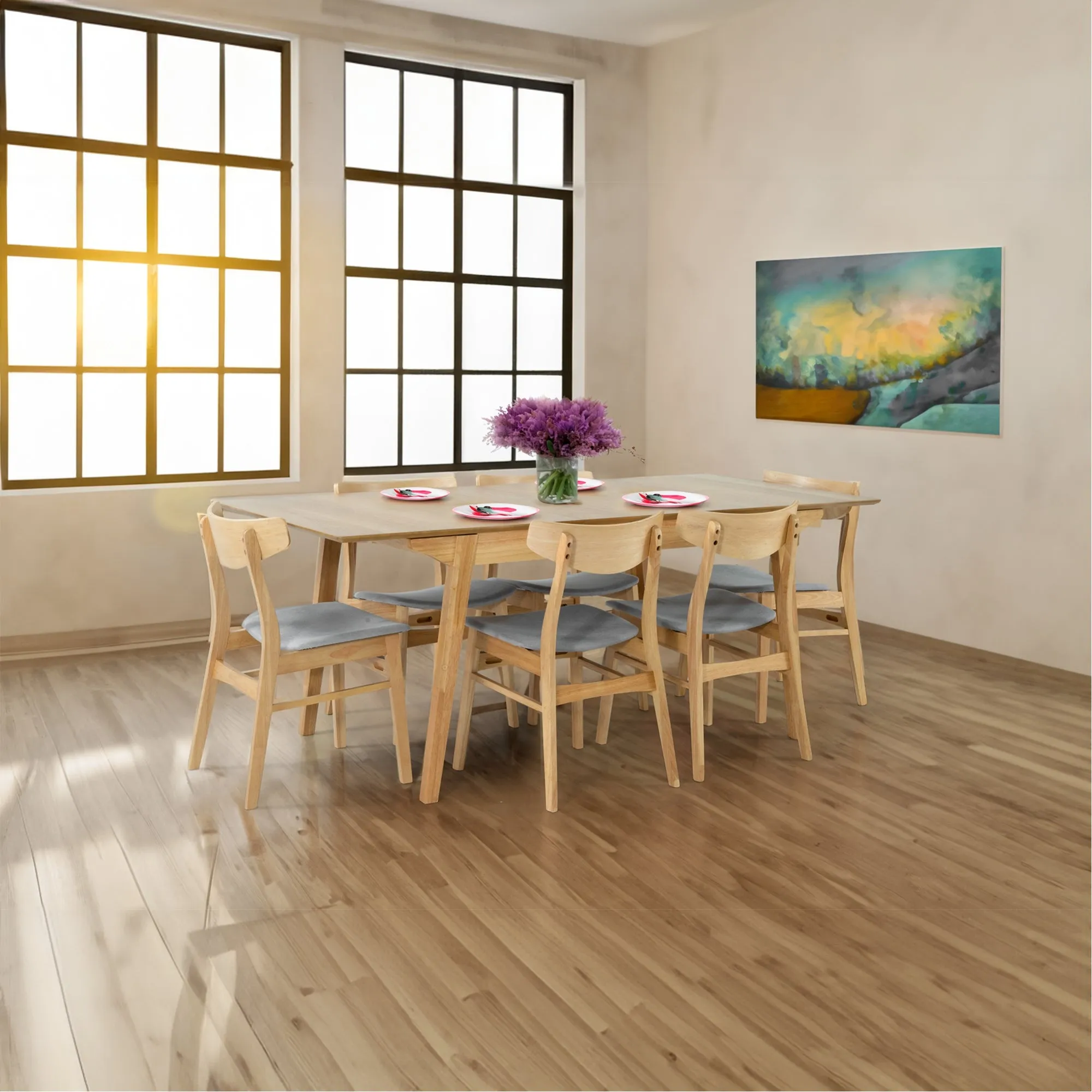 Cusco 150cm - 190cm Extendable Dining Table Scandinavian Style Solid Rubberwood