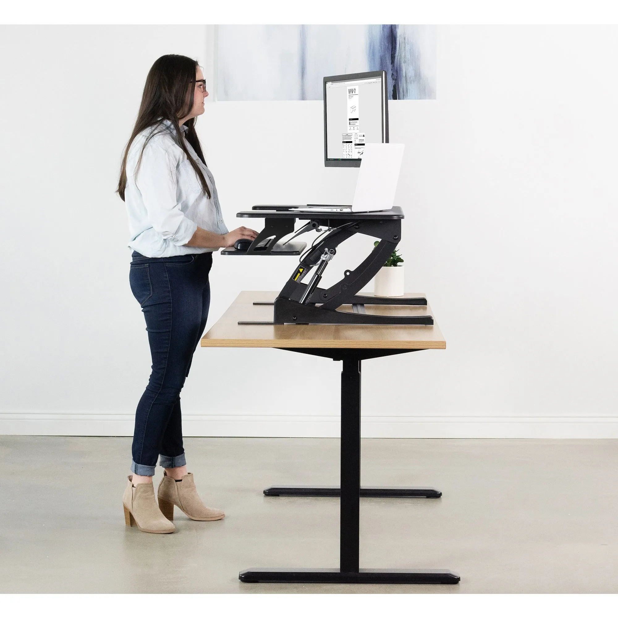 Desk Converter Monitor Riser with Adjustable Height (Dual)