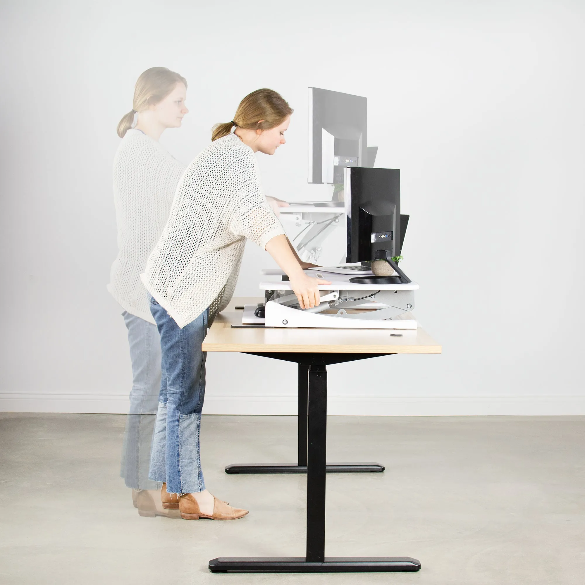 Desk Converter Monitor Riser with Adjustable Height (Dual)