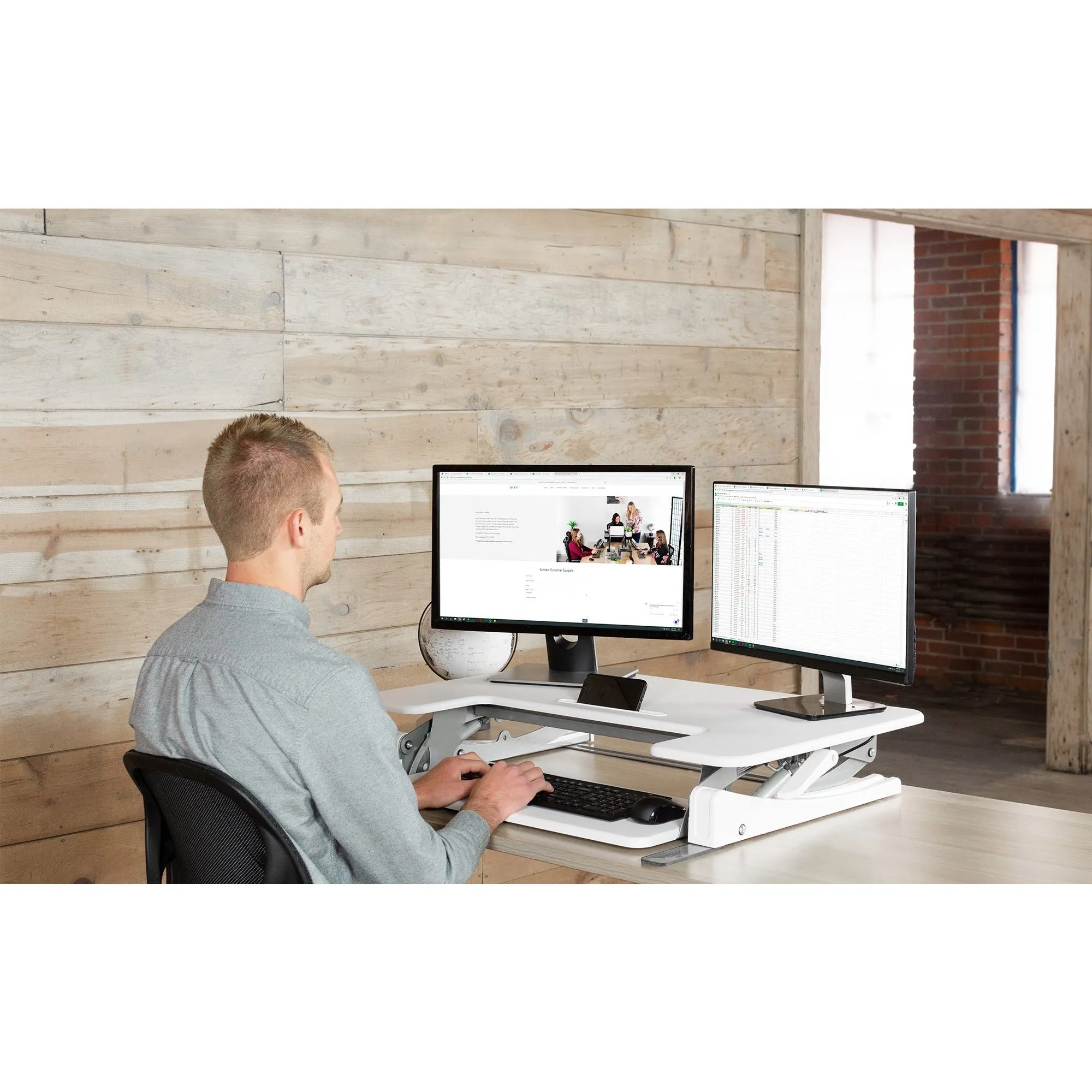 Desk Converter Monitor Riser with Adjustable Height (Dual)