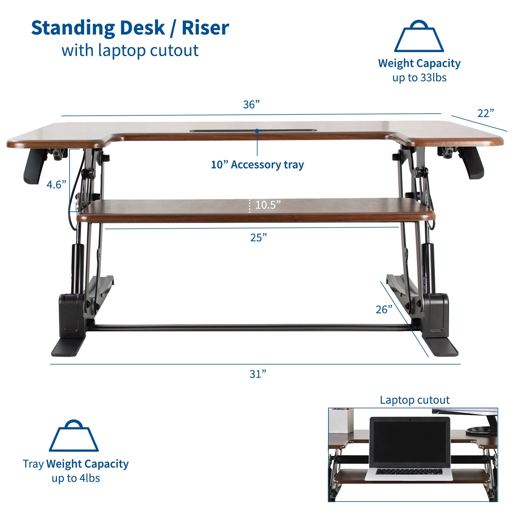 Desk Converter Monitor Riser with Adjustable Height (Dual)