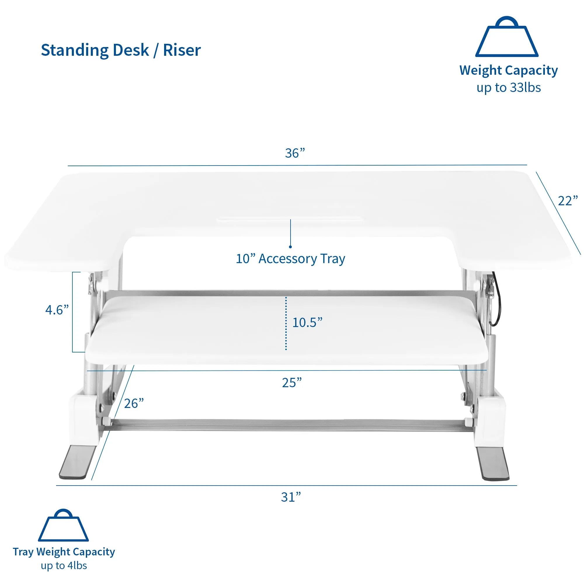 Desk Converter Monitor Riser with Adjustable Height (Dual)