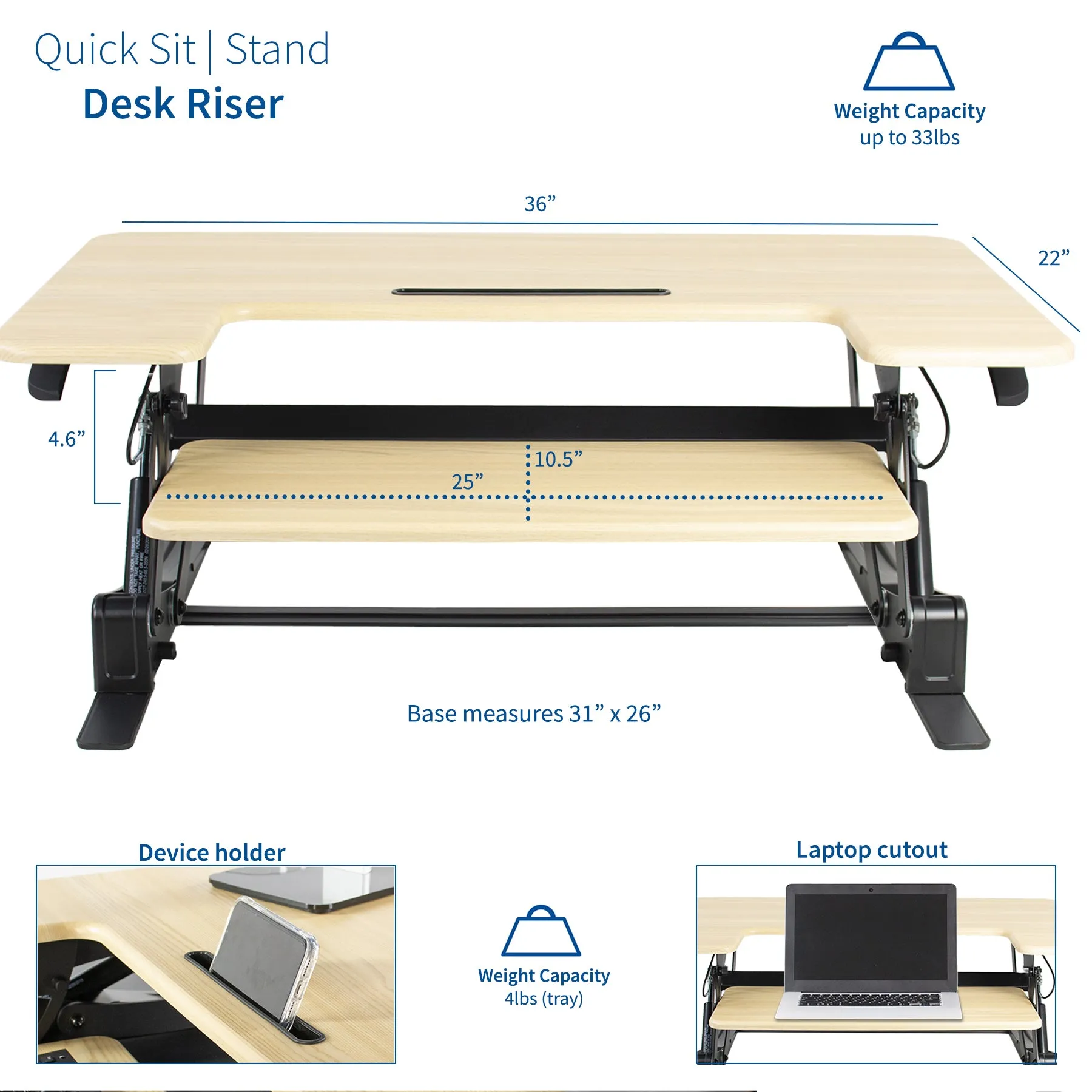 Desk Converter Monitor Riser with Adjustable Height (Dual)