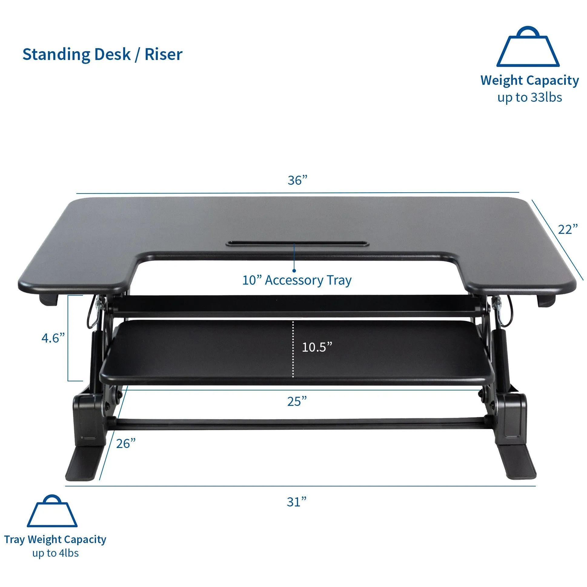 Desk Converter Monitor Riser with Adjustable Height (Dual)