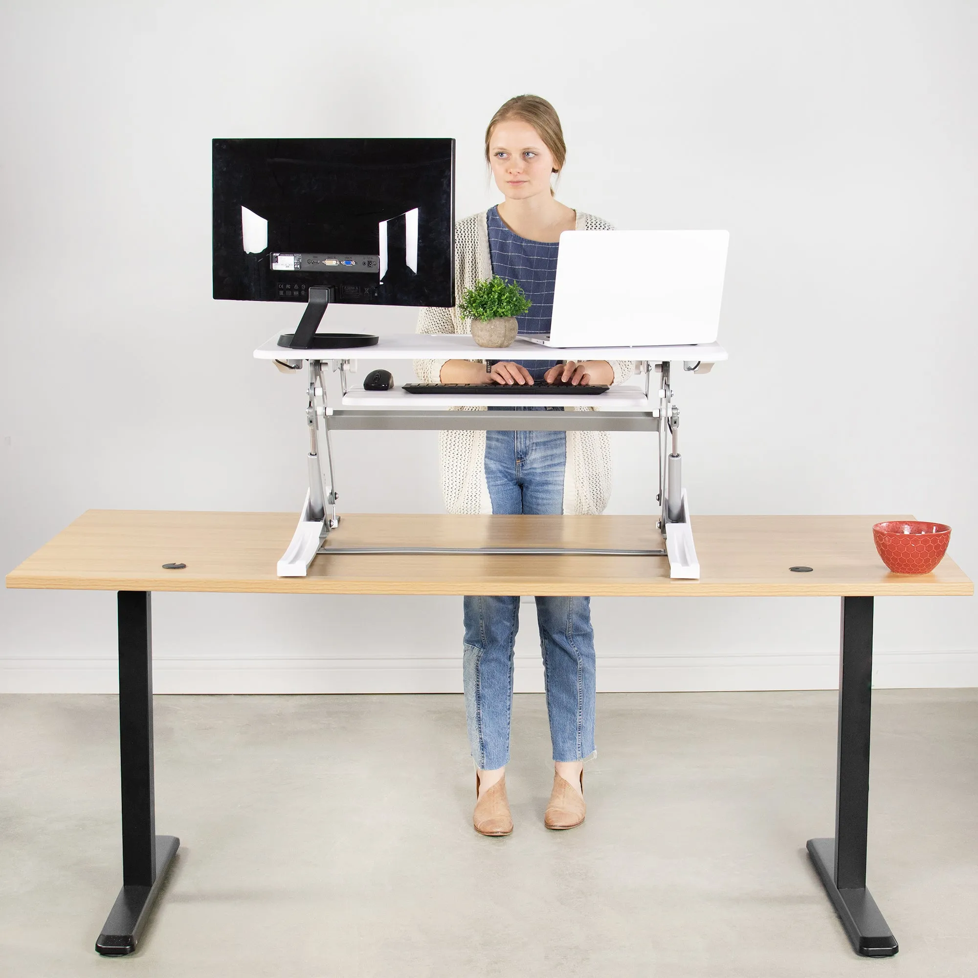 Desk Converter Monitor Riser with Adjustable Height (Dual)