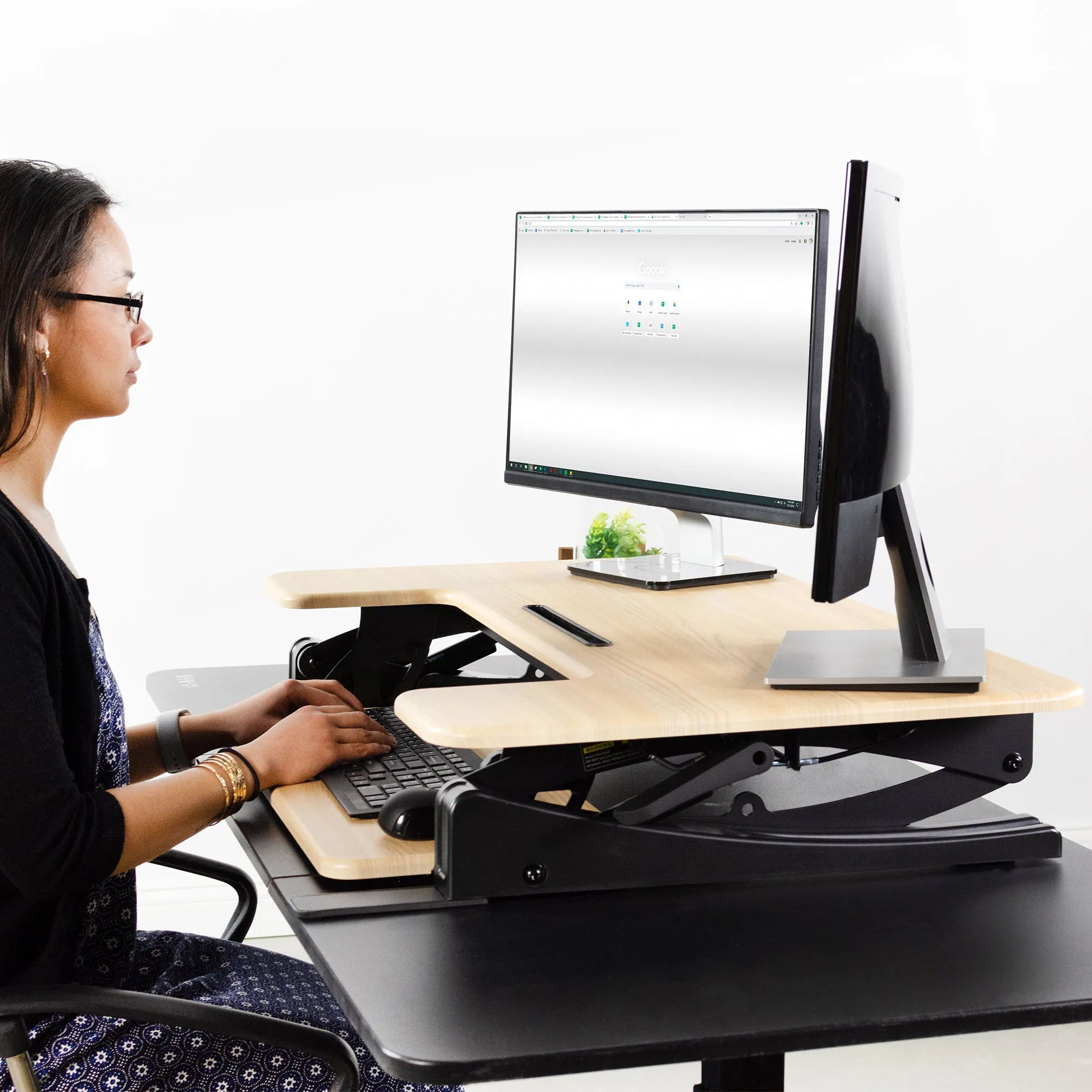 Desk Converter Monitor Riser with Adjustable Height (Dual)