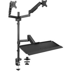 Dual Monitor Sit-Standing Desk Mount Workstation