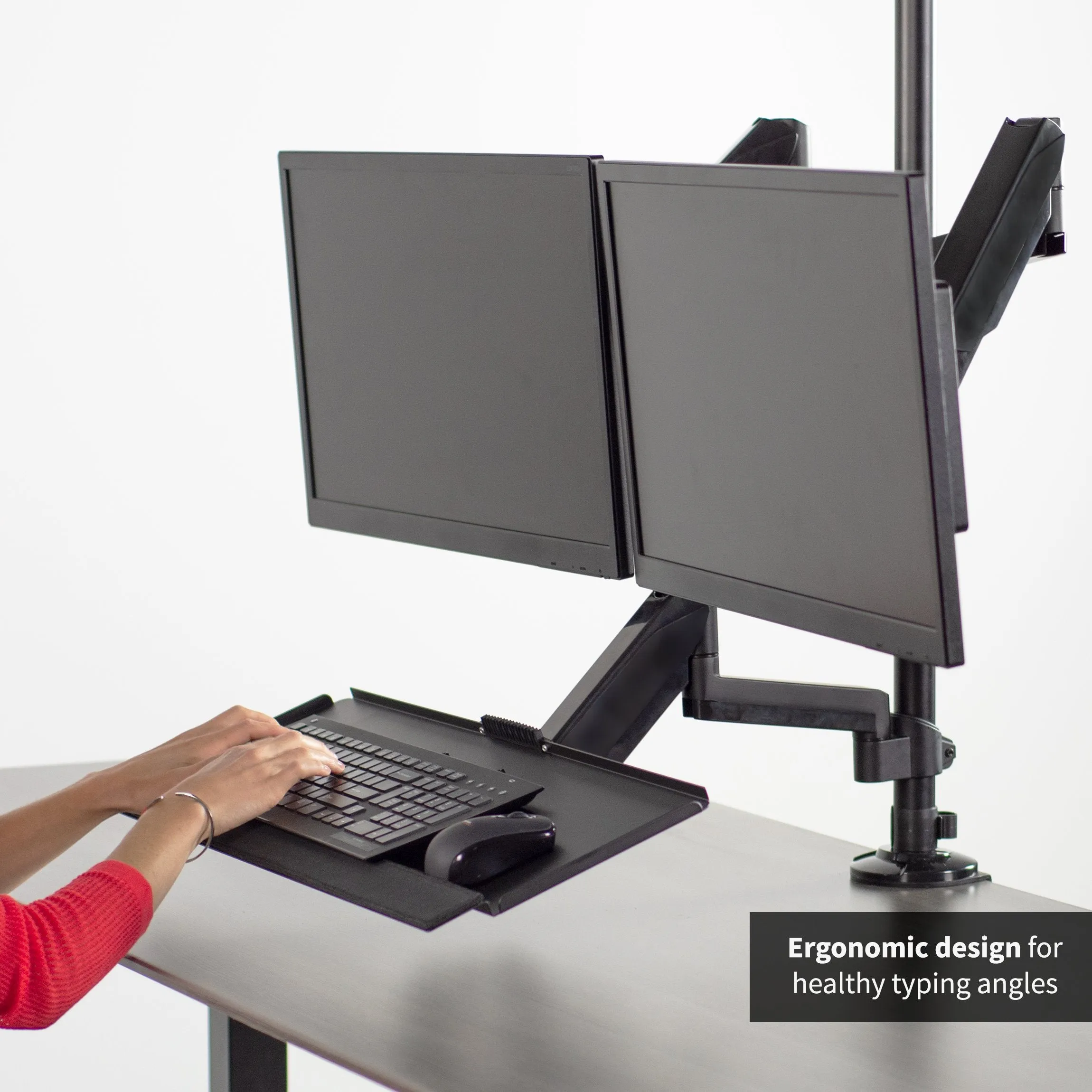 Dual Monitor Sit-Standing Desk Mount Workstation