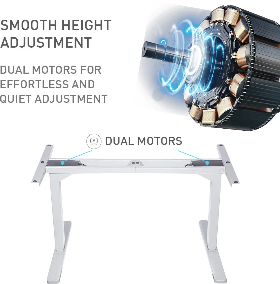 Dual Motor, Electric Adjustable Height Standing Desk, 150x70cm, FORTIA