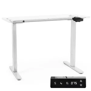 Duronic Sit Stand Desk Frame TM12 WE | Electric Standing Office Table | Frame ONLY | Height Adjustable 71-116cm | Ergonomic Workstation | WHITE | Memory Function | Single Motor / 2 Stage