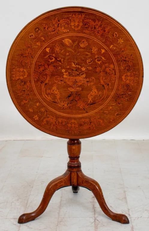 Dutch Marquetry Circular Tripod Table, 19th C