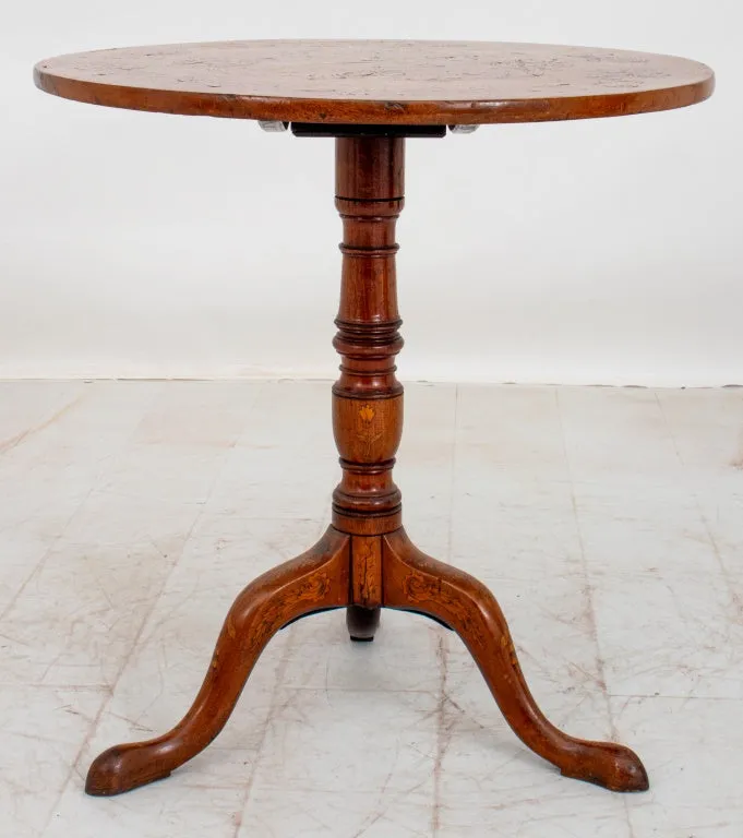 Dutch Marquetry Circular Tripod Table, 19th C