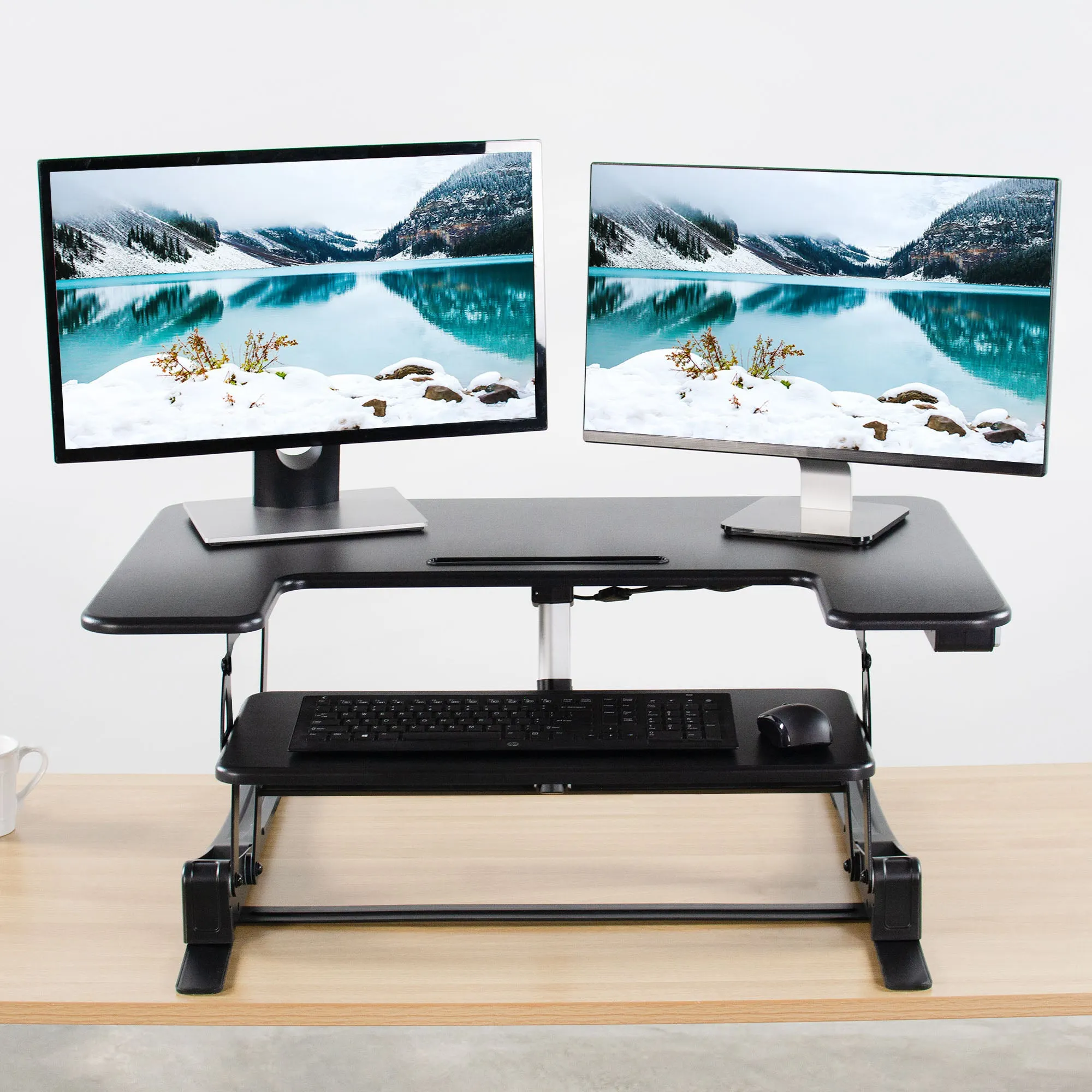 Electric Desk Converter with Adjustable Height & USB Port (36")