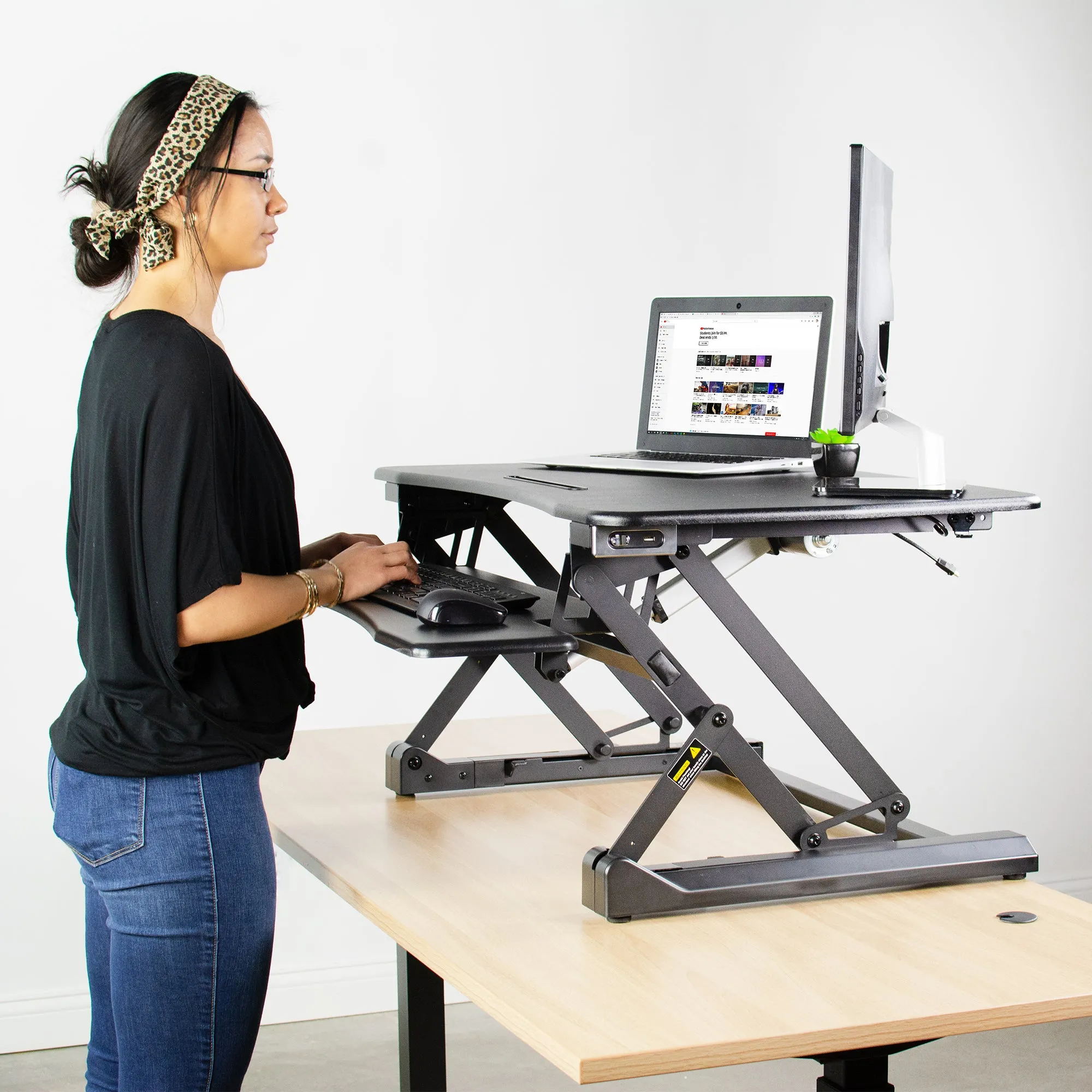 Electric Height Adjustable Standing Desk Converter (36")