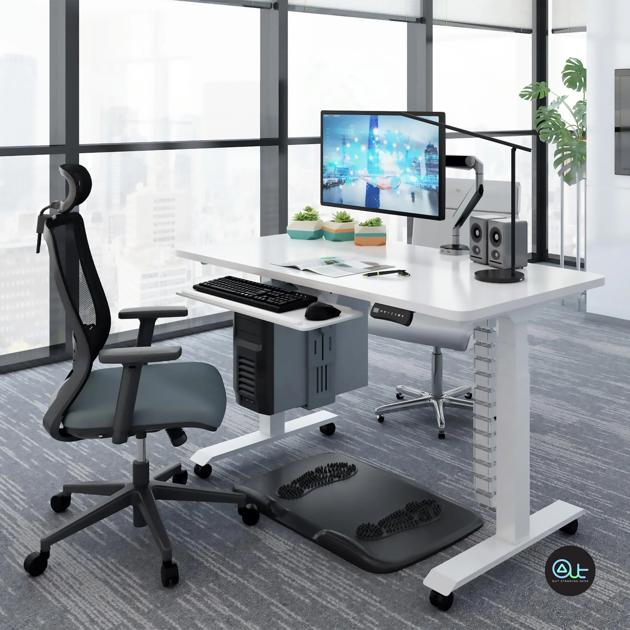 ELITE-IB Dual Motor Standing Desk / White Frame / 140*70cm (S2)