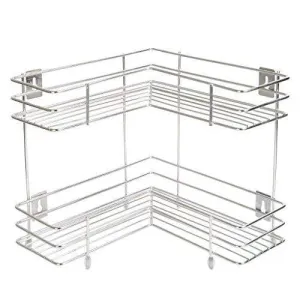 Embassy L-Shaped Corner Stand, Double (2-Tier), 33X31 Cms, Stainless Steel (Multipurpose Storage Rack / Shelf - Kitchen, Bathroom Etc.)