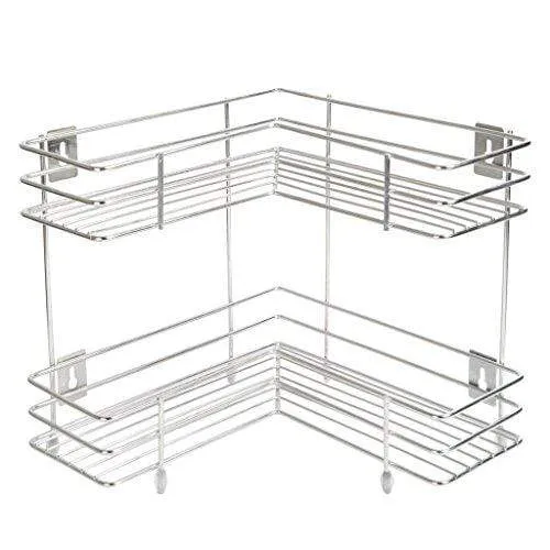 Embassy L-Shaped Corner Stand, Double (2-Tier), 33X31 Cms, Stainless Steel (Multipurpose Storage Rack / Shelf - Kitchen, Bathroom Etc.)