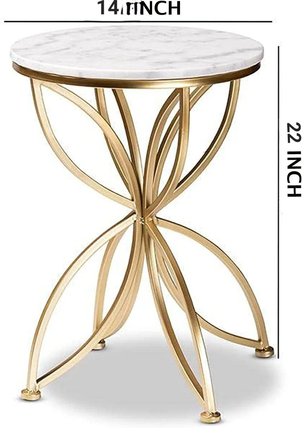 Florence Circular Iron Side Table - Glossy Golden Modern Flower Design