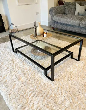 Hudson Glass Metal Coffee Table - Black