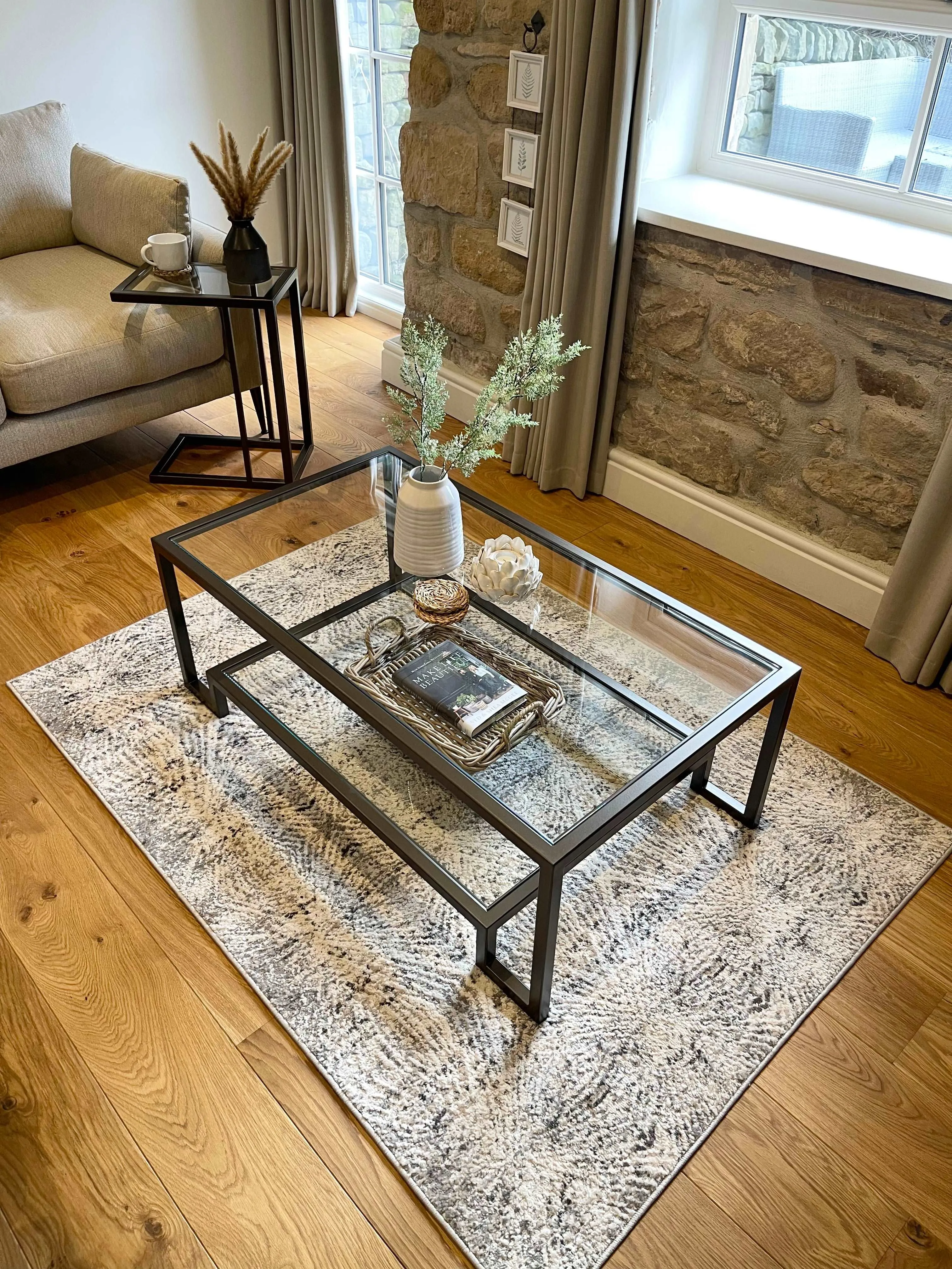 Hudson Glass Metal Coffee Table - Dark Bronze