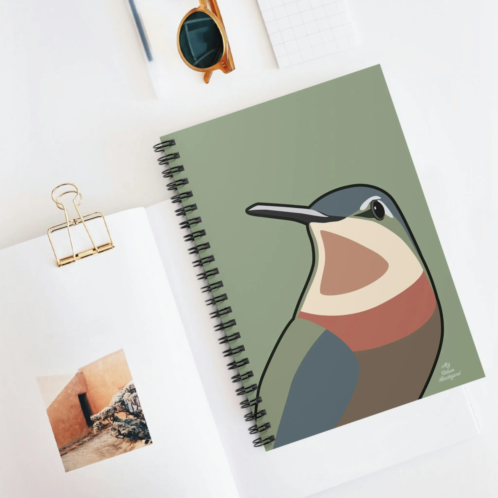 Hummingbird on Sage Green, Spiral Notebook Journal - Write in Style