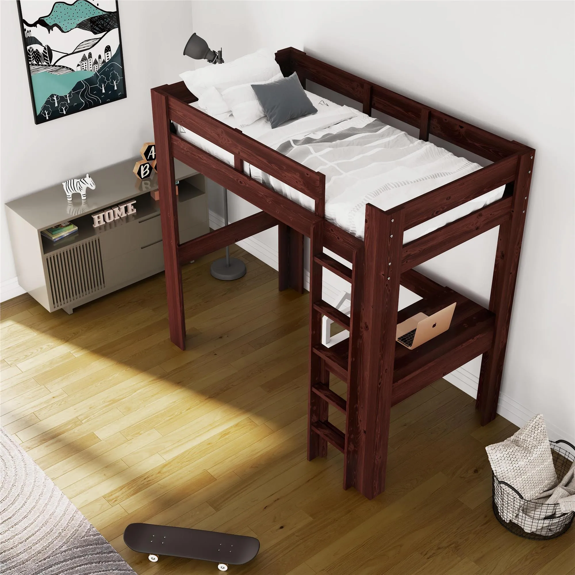 Jaymee Kids Wood Loft Bed with Desk