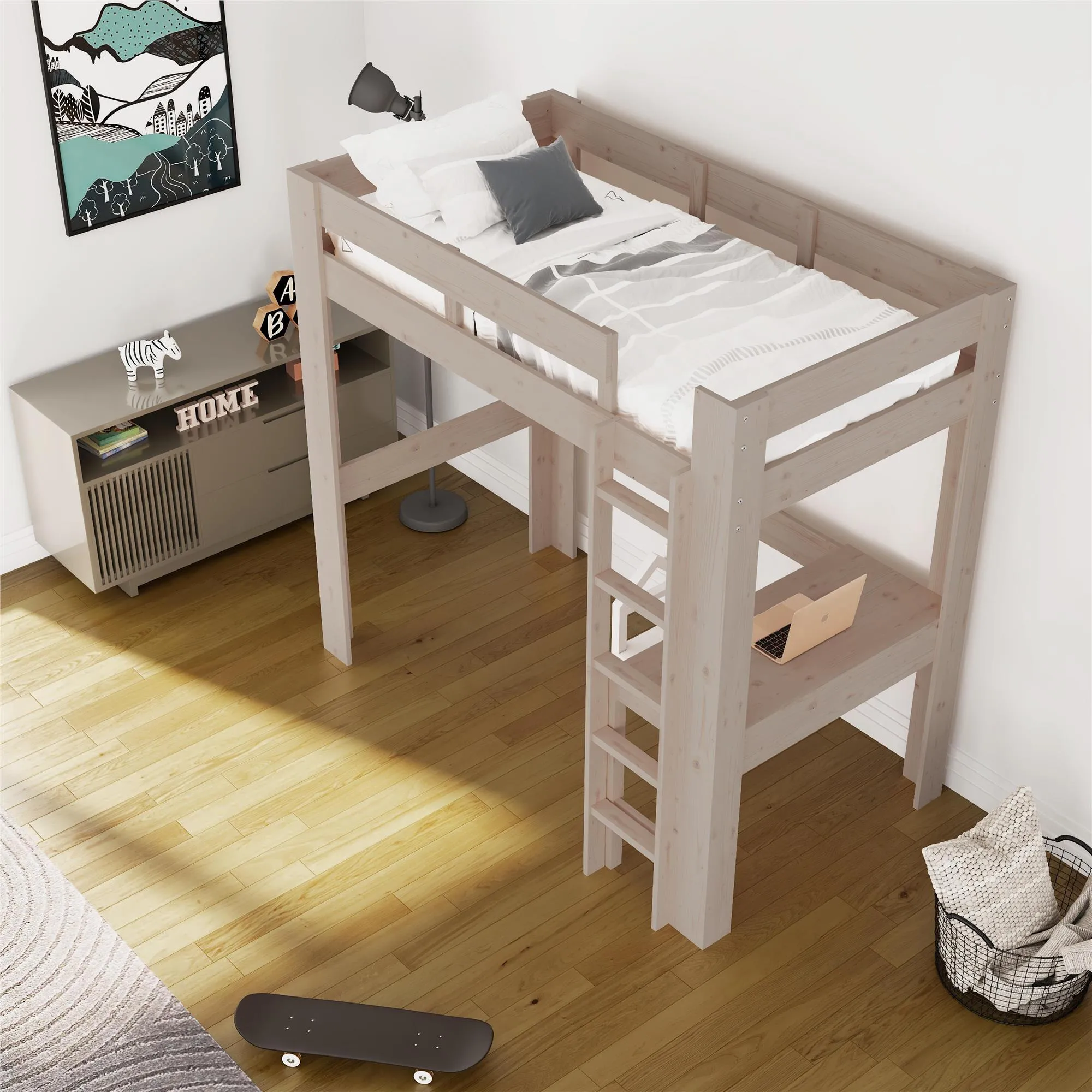 Jaymee Kids Wood Loft Bed with Desk