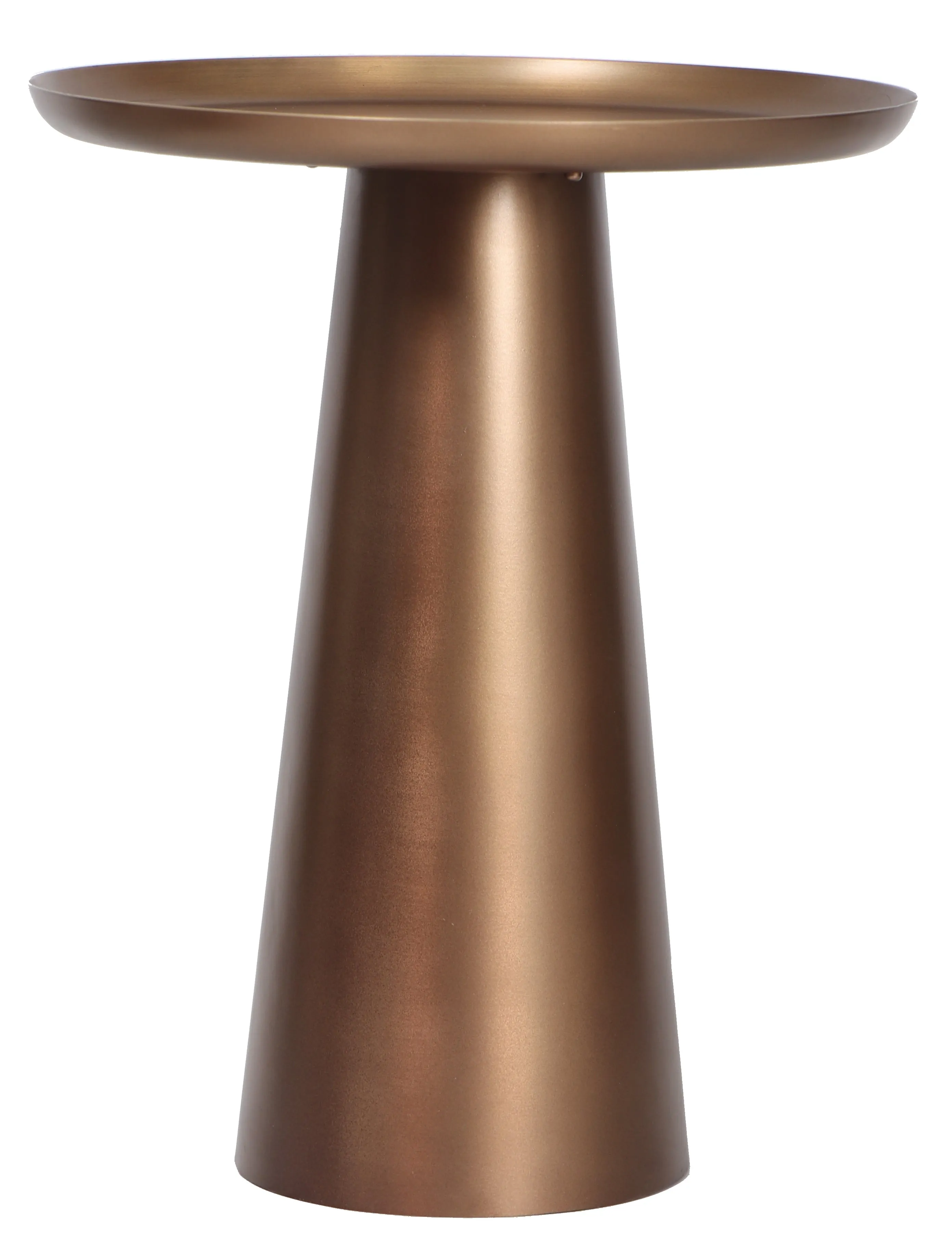 Klara Round Metal Side Table, Antique Brass