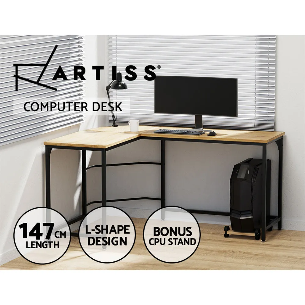 L-Shape Corner Computer Desk, Ample Storage, Oak - Artiss