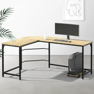 L-Shape Corner Computer Desk, Ample Storage, Oak - Artiss