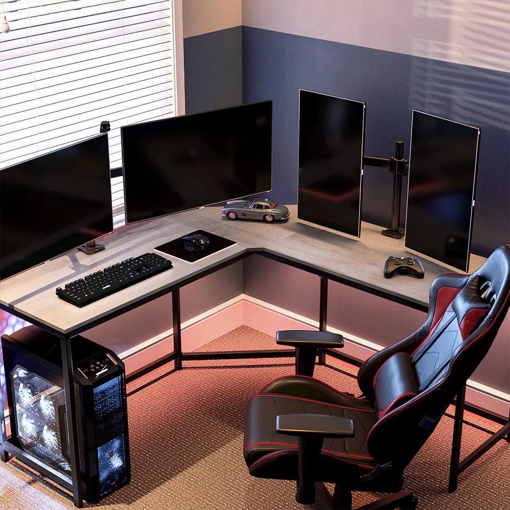 L-Shaped Corner Desk in Gray