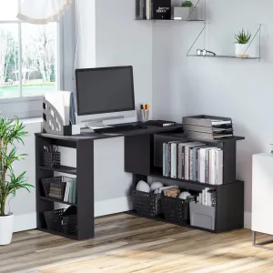 L-Shaped Corner Office Computer Desk with Storage Shelf - Available in 3 Colours