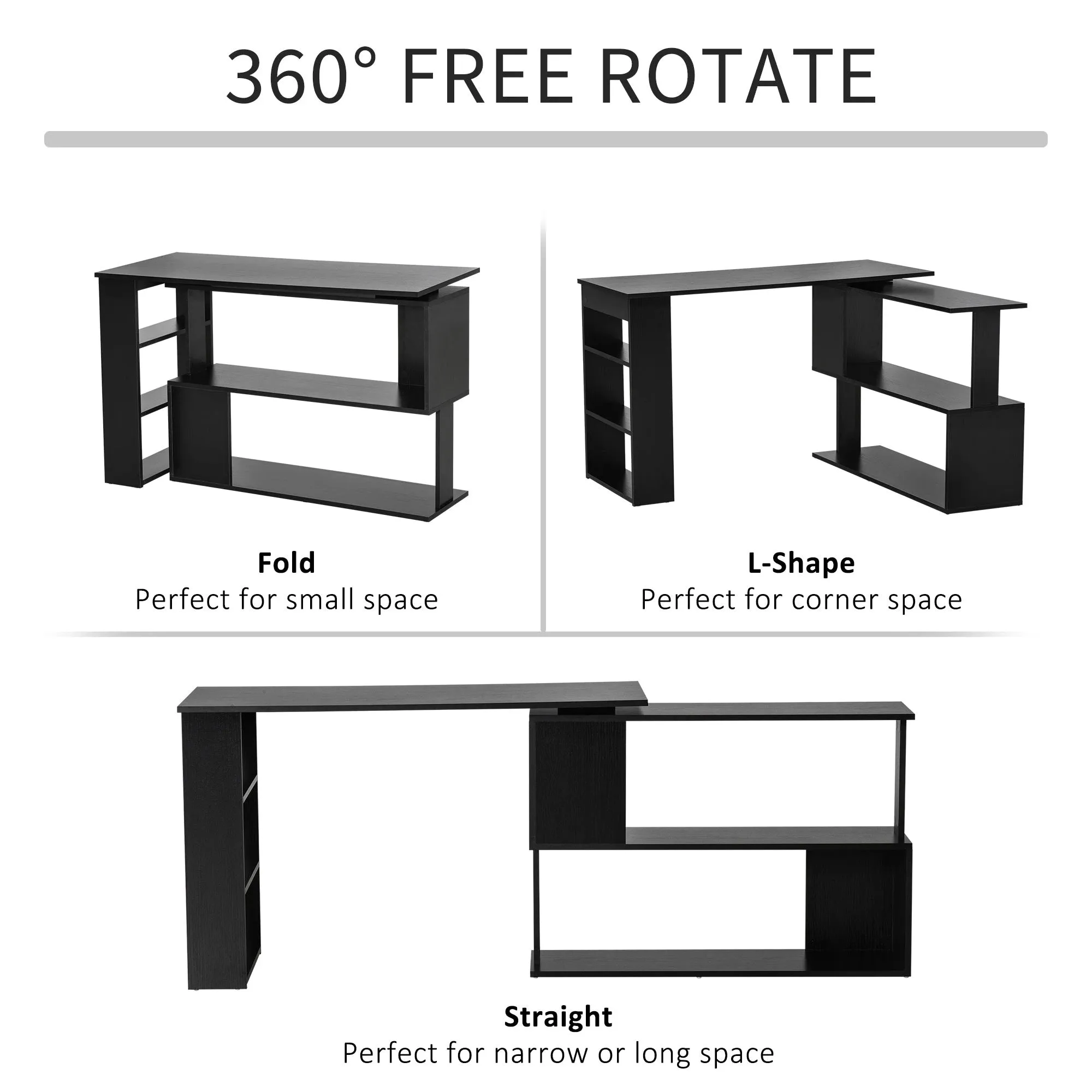 L-Shaped Corner Office Computer Desk with Storage Shelf - Available in 3 Colours