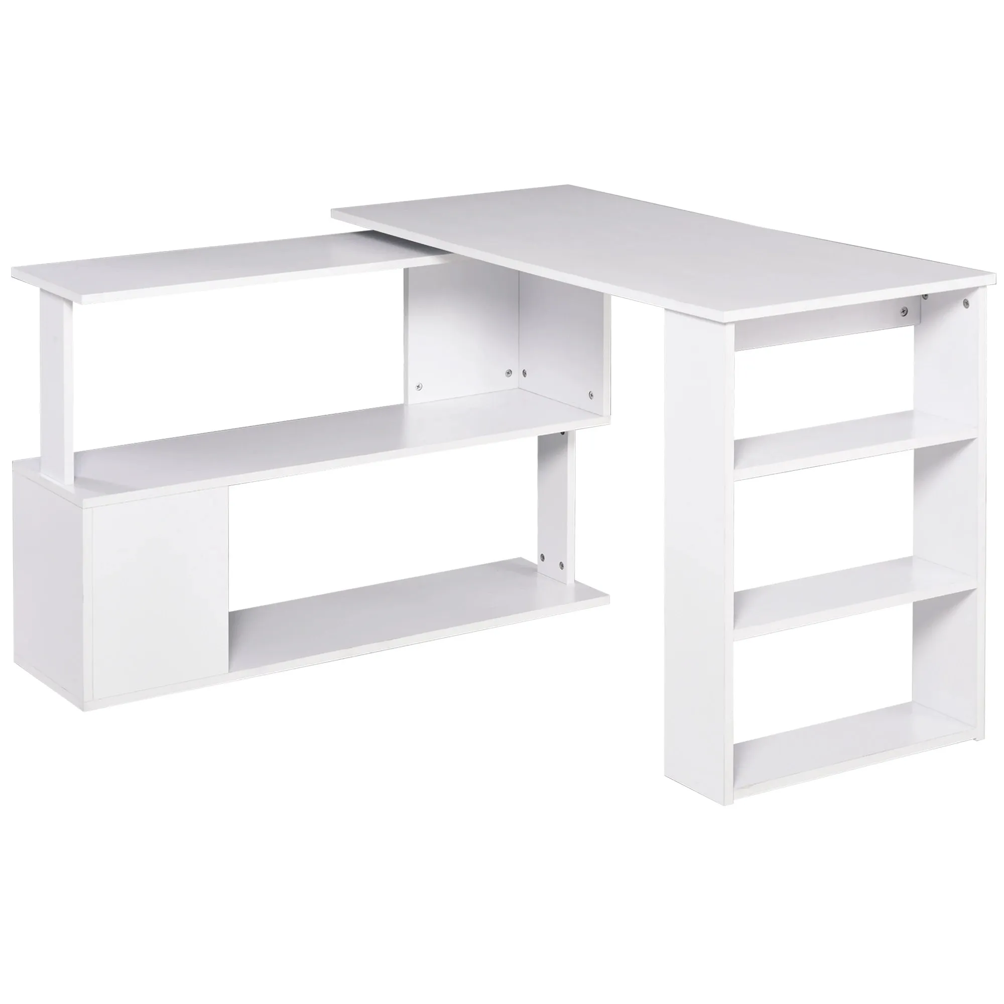 L-Shaped Corner Office Computer Desk with Storage Shelf - Available in 3 Colours