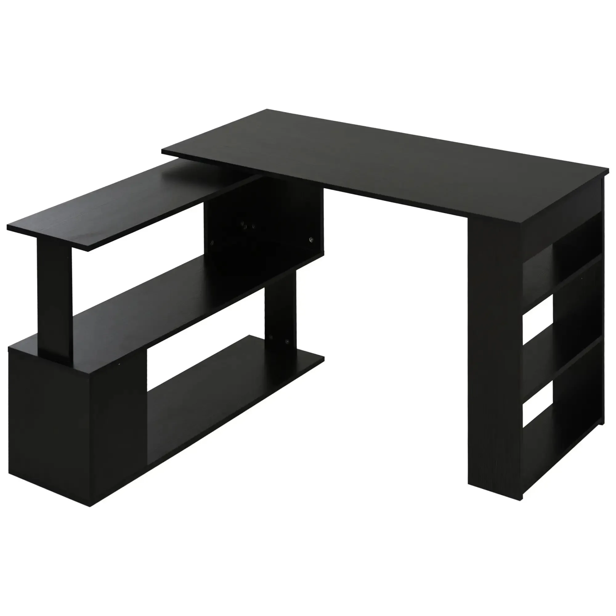 L-Shaped Corner Office Computer Desk with Storage Shelf - Available in 3 Colours