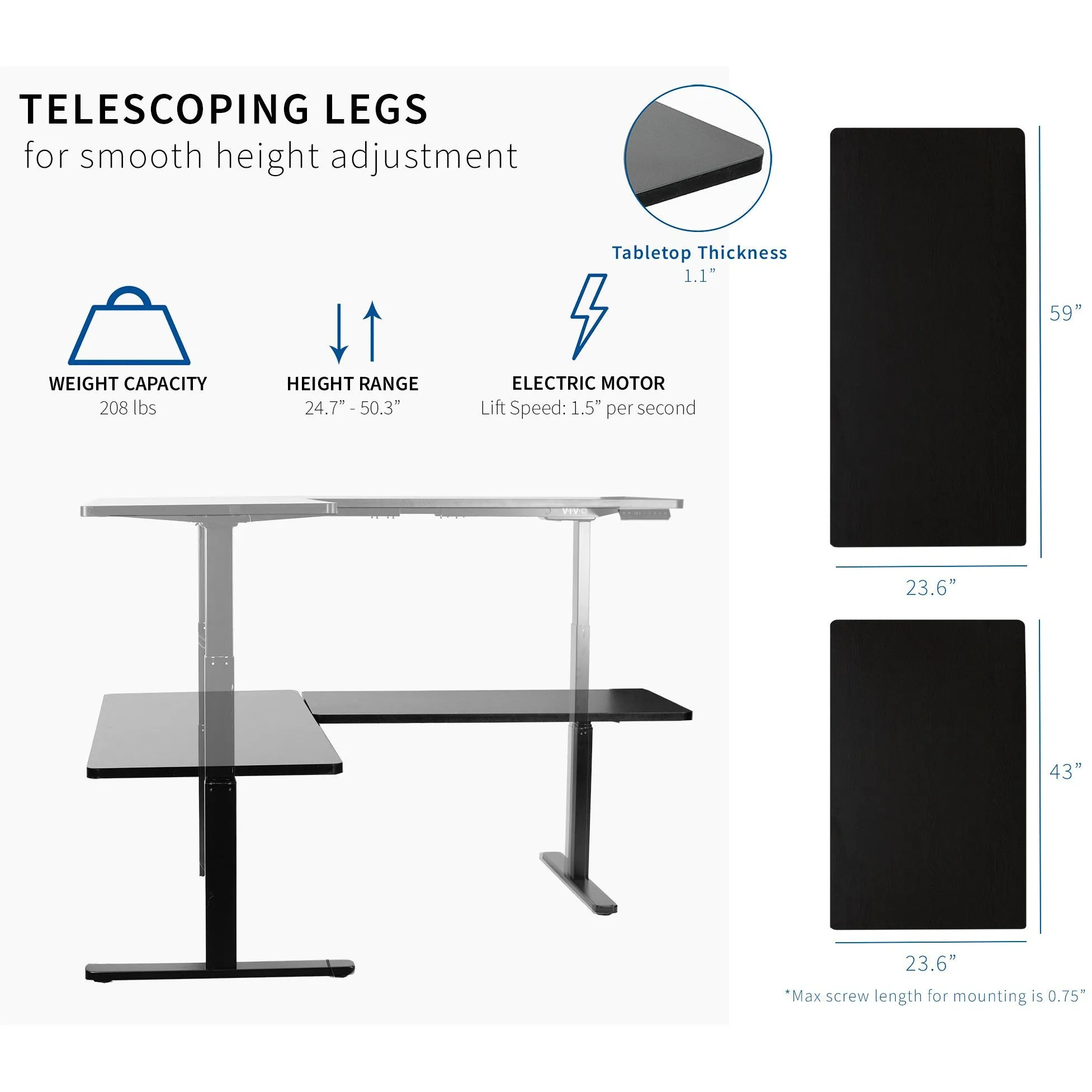 L-Shaped Corner Workstation Desk with Controller