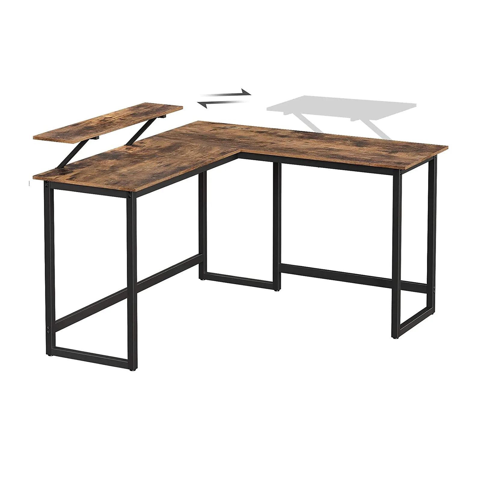 L-Shaped Desk with Monitor Stand