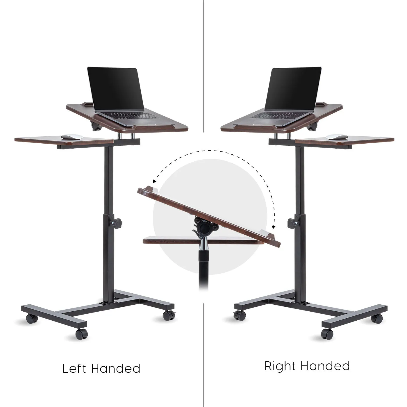 Laptop Cart Adjustable with Side - Brown