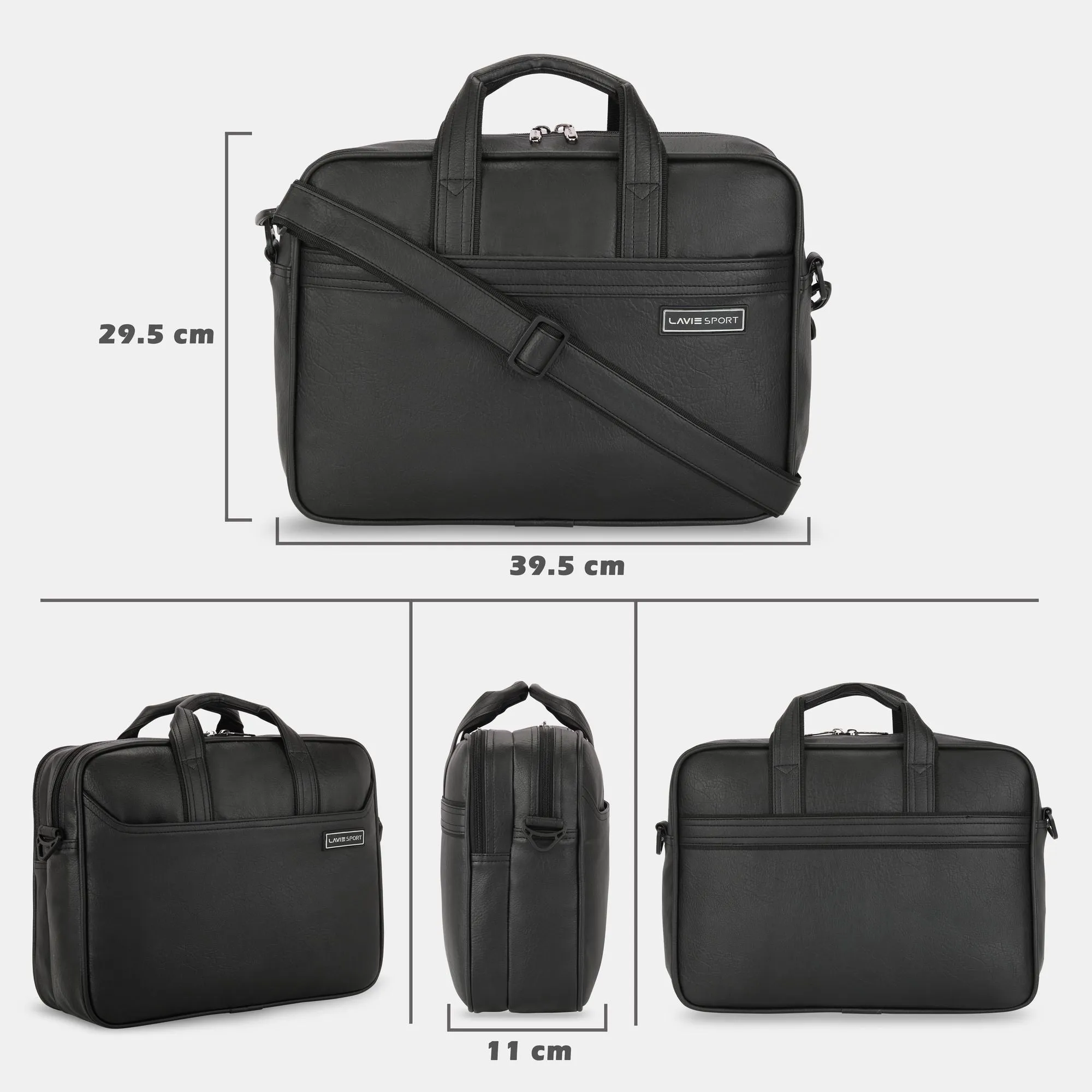 Lavie Sport 2 Compartments Executive Unisex Laptop Briefcase Bag Black